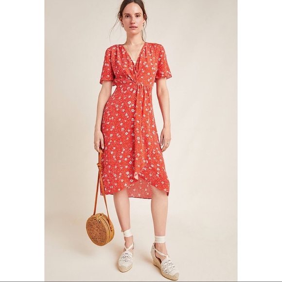 Anthropologie Dresses & Skirts - Anthropologie + Kachel Red Floral Tea Dress Size 4